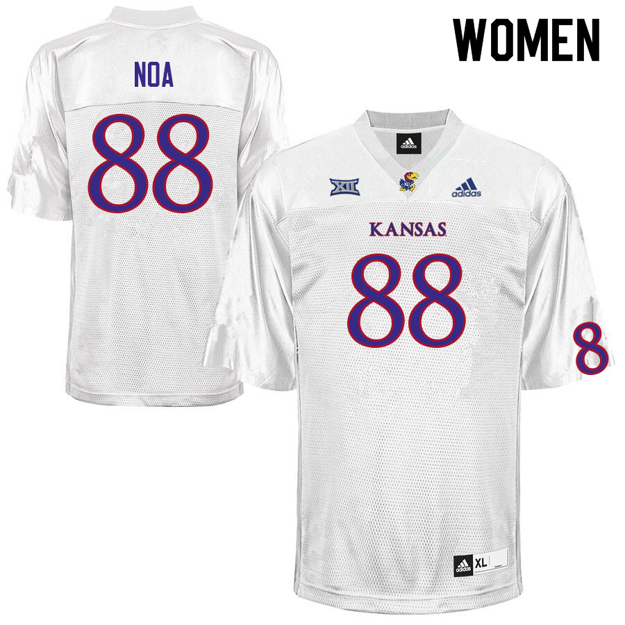 Women #88 Tevita Noa Kansas Jayhawks College Football Jerseys Sale-White - Click Image to Close